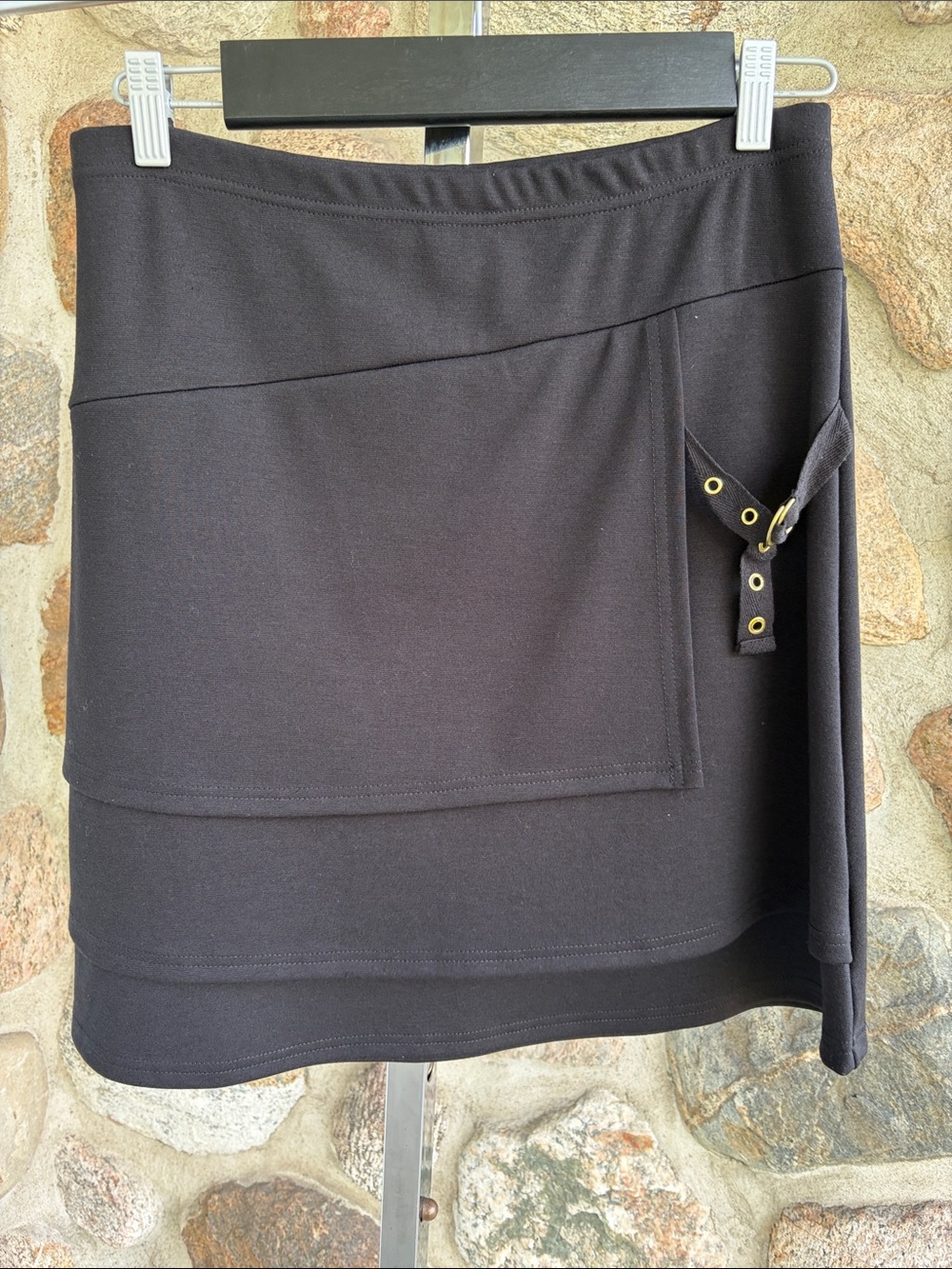Marie-Claire Women's Black Mini Skirt with Side Tab Accent